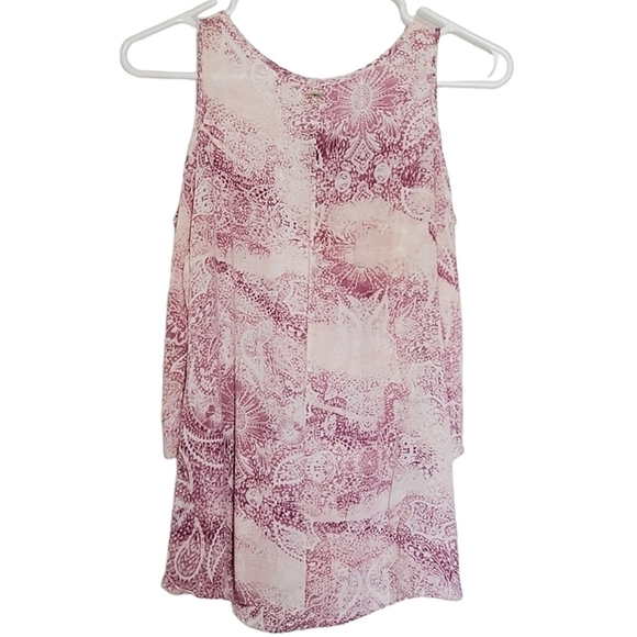 2108 * O'Neill Cold Shoulder Top Pink White Size XS - Picture 2 of 9